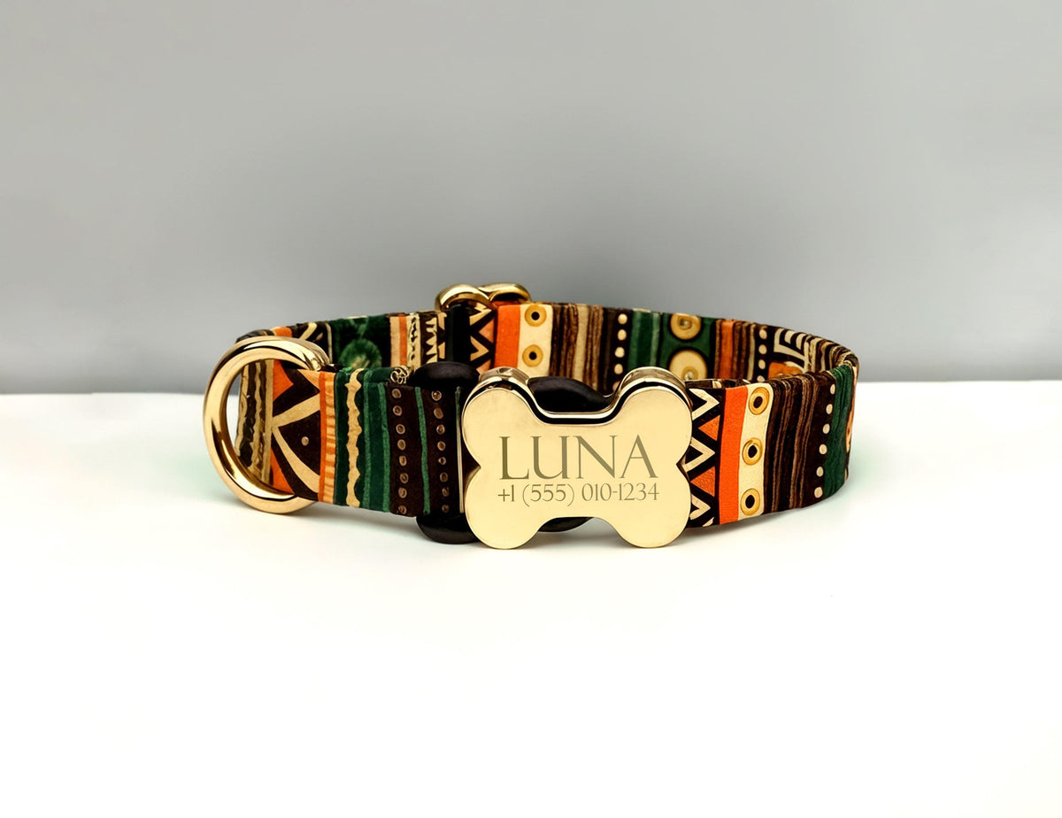Personalized Leopard Print Pet Collar, Engraved Name Dog Collar With D-Ring