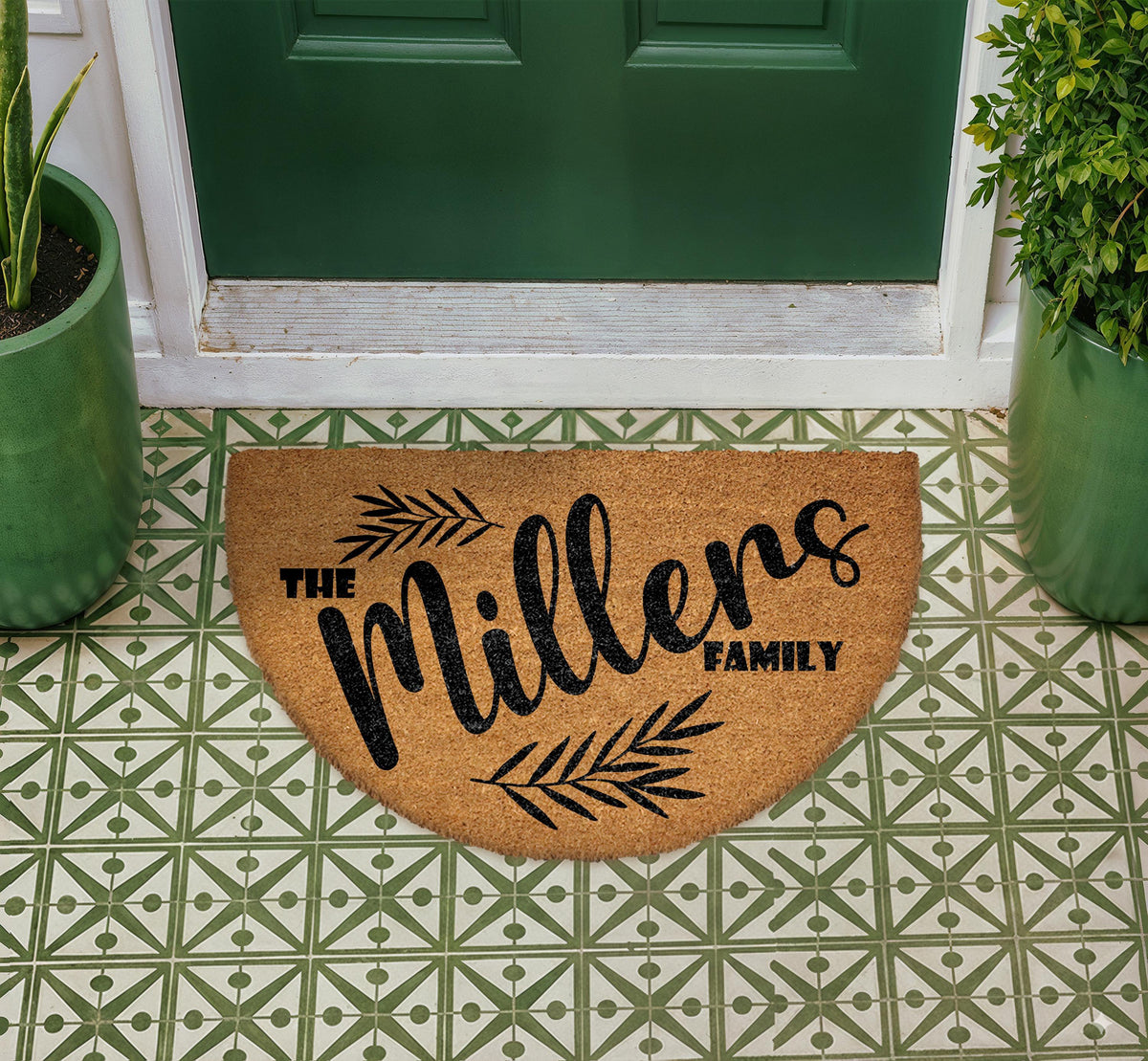 Personalized Family Name Doormat, Natural Coir Welcome Mat, Semi-Circle Housewarming Gift