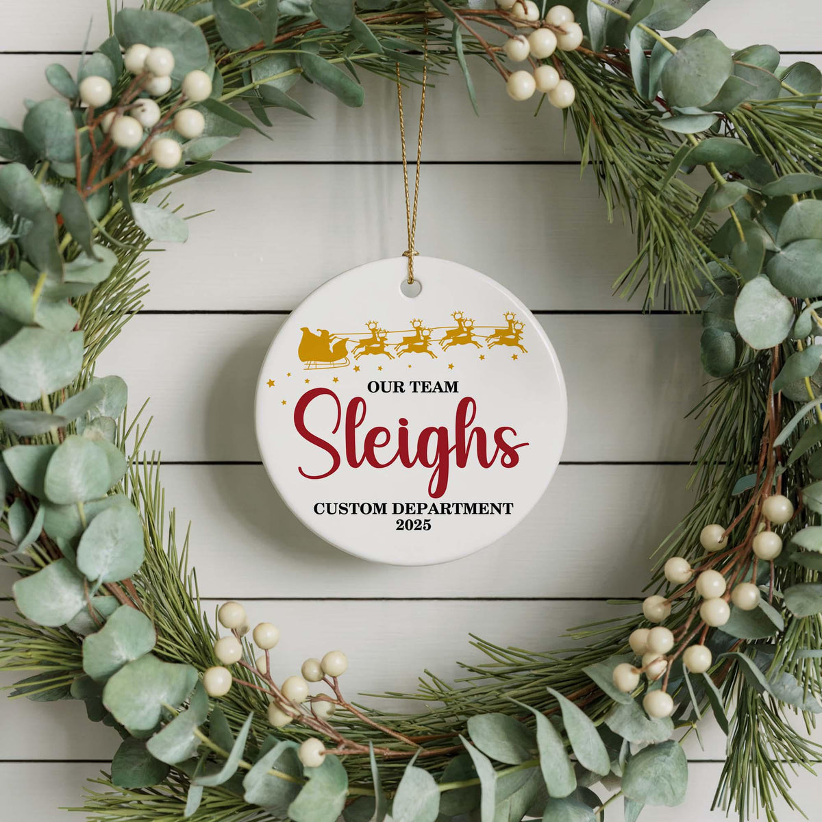 Personalized Team Christmas Ornament, Our Team Sleighs, Custom Coworker Gift