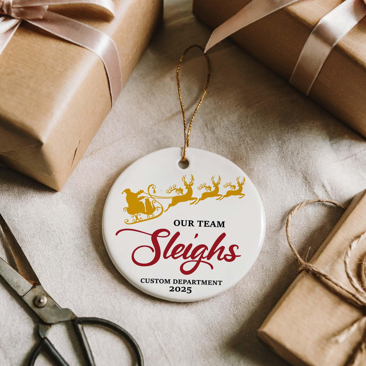 Personalized Our Team Sleights Ceramic Ornament