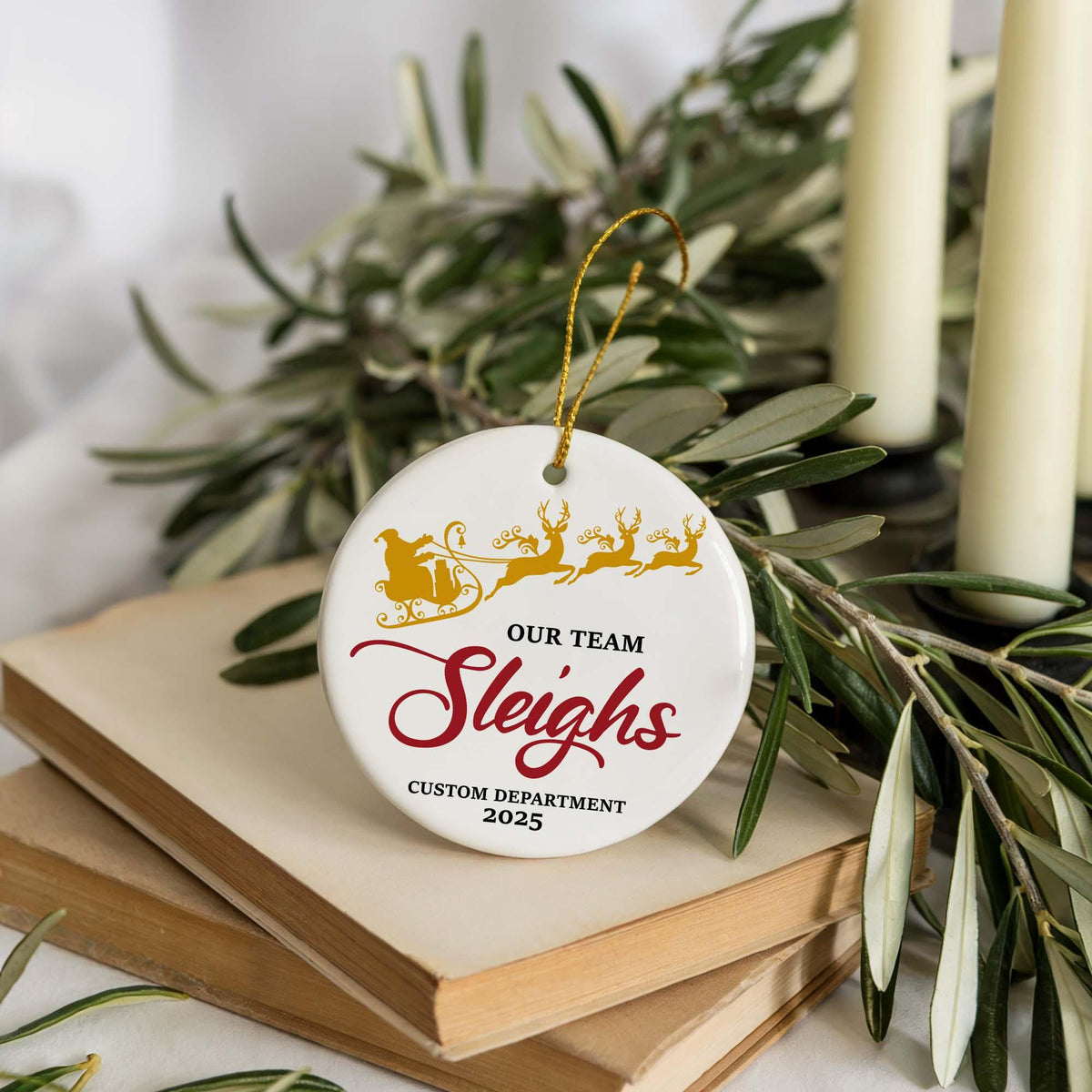 Personalized Our Team Sleights Ceramic Ornament