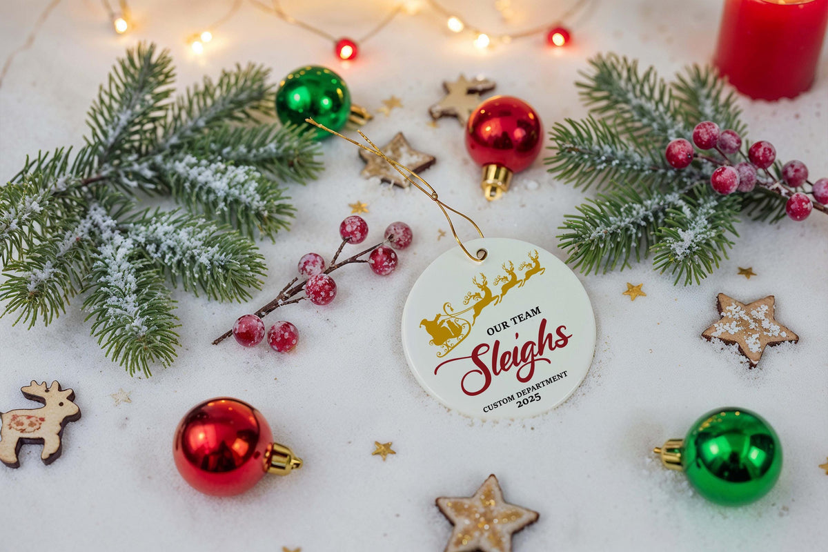 Personalized Our Team Sleights Ceramic Ornament
