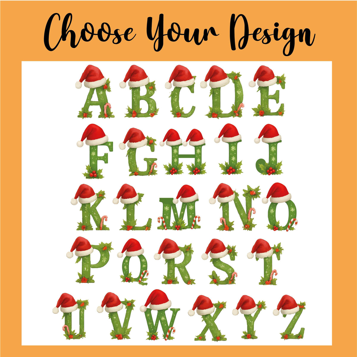 Custom Name & Santa Hat Initial Ornament, Family Matching Christmas Tree Decor