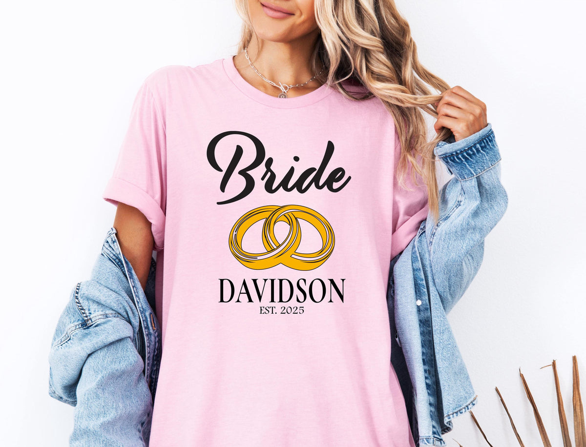 Custom Bride & Groom T-shirt, Matching Husband and Wife Tee, Newlywed Gift Shirt