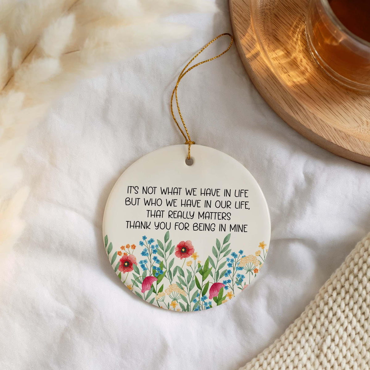 Floral Thank You For Being In Mine Ornament, Meaningful Friend Ornaments, Appreciation Keepsake