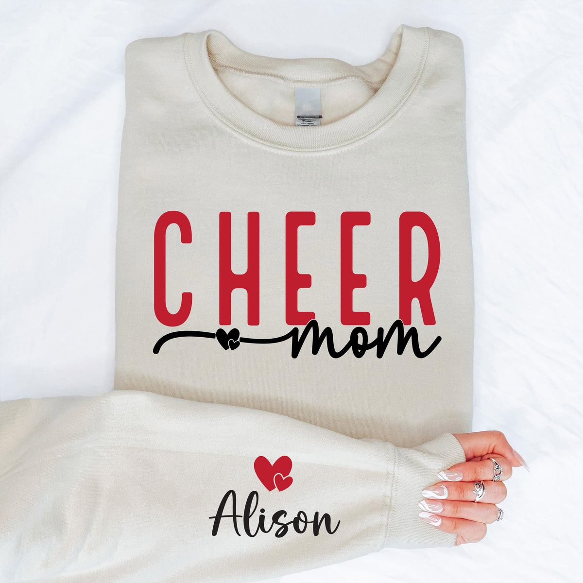 Personalized Cheer Shirt, Mom with Kids Name Sweater, Cheerleading Mama Tee