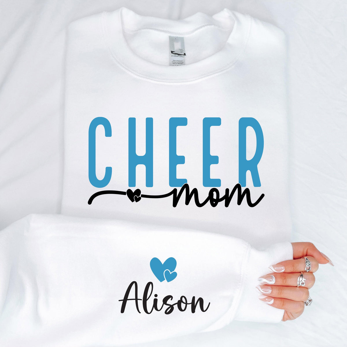 Personalized Cheer Shirt, Mom with Kids Name Sweater, Cheerleading Mama Tee