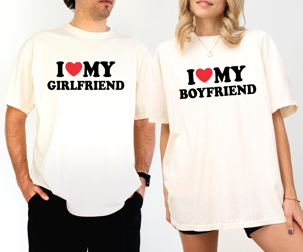 I love My Boyfriend & Girlfriend Shirt, Valentine's Day Sweater, Couple Matching Tees
