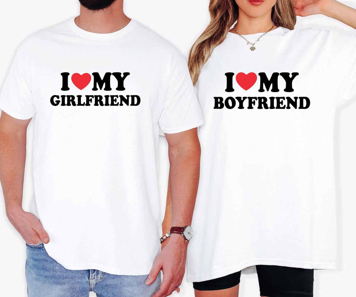 I love My Boyfriend & Girlfriend Shirt, Valentine's Day Sweater, Couple Matching Tees