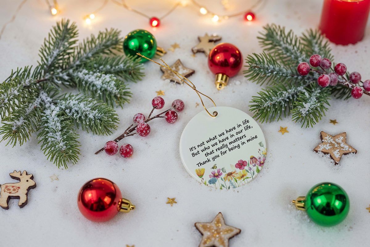 Floral Thank You For Being In Mine Ornament, Ceramic Friend Appreciation Keepsake