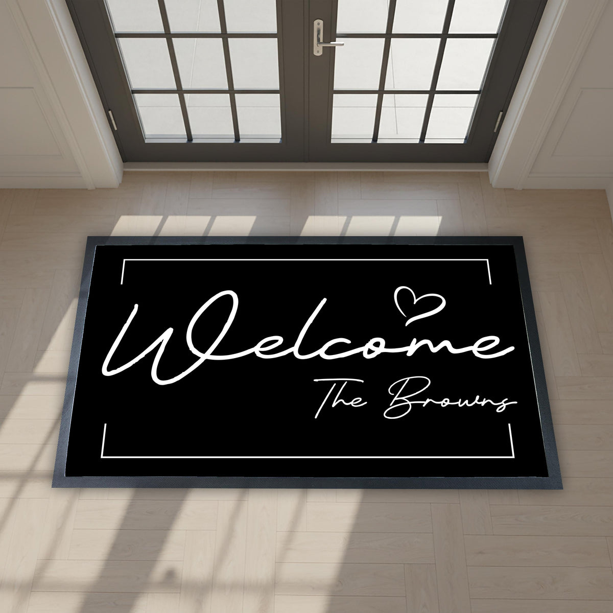 Personalized Welcome Doormat, Custom Family Name Entryway Rug, Modern Housewarming Gift