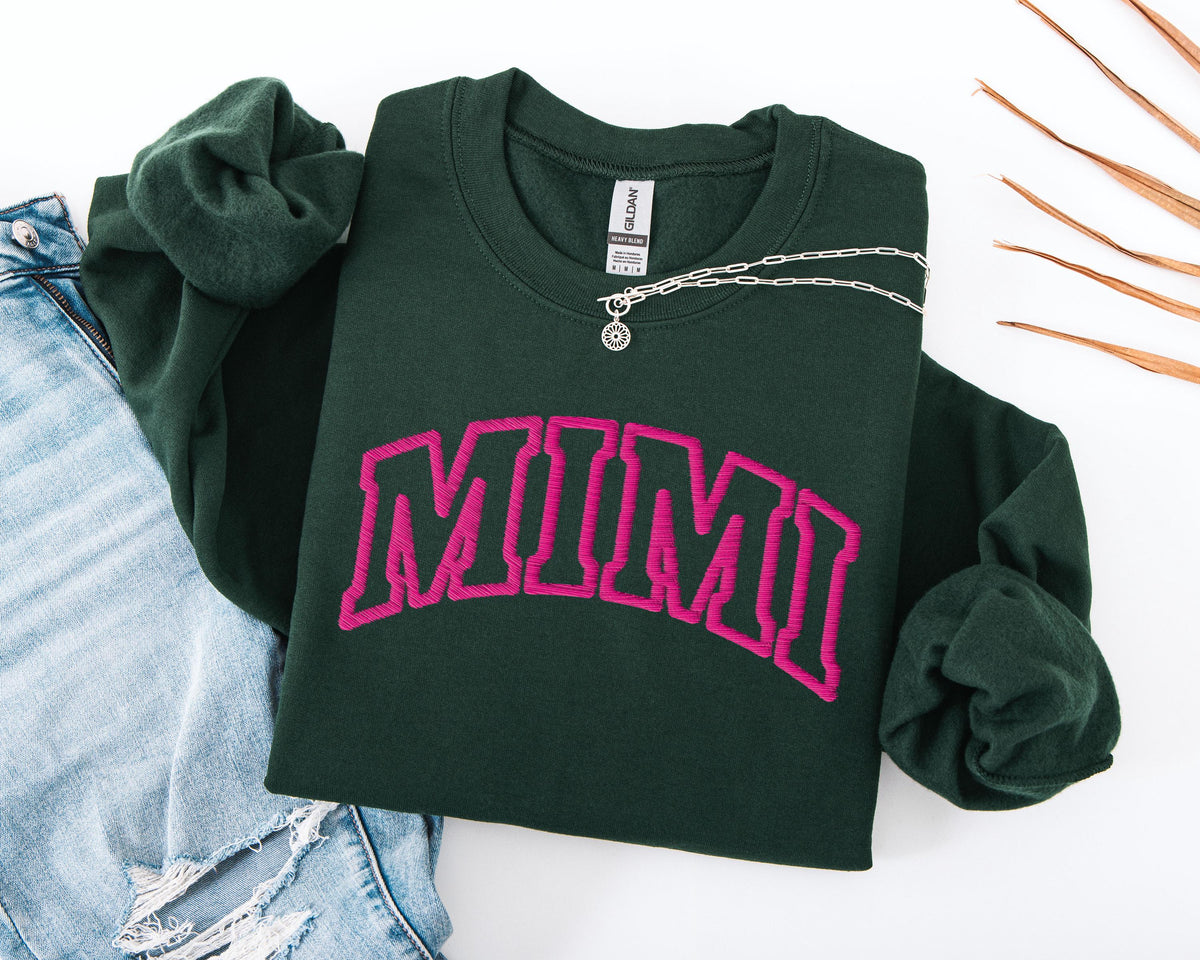 Mimi Embroidered Sweatshirt, Custom Family Embroidery Sweater, New Mimi Hoodie Gift, Personalized Gift for Mimi, Mother's Day Gift