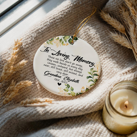 In Loving Memory Ceramic Ornament, Personalized Grandma Remembrance Ornament