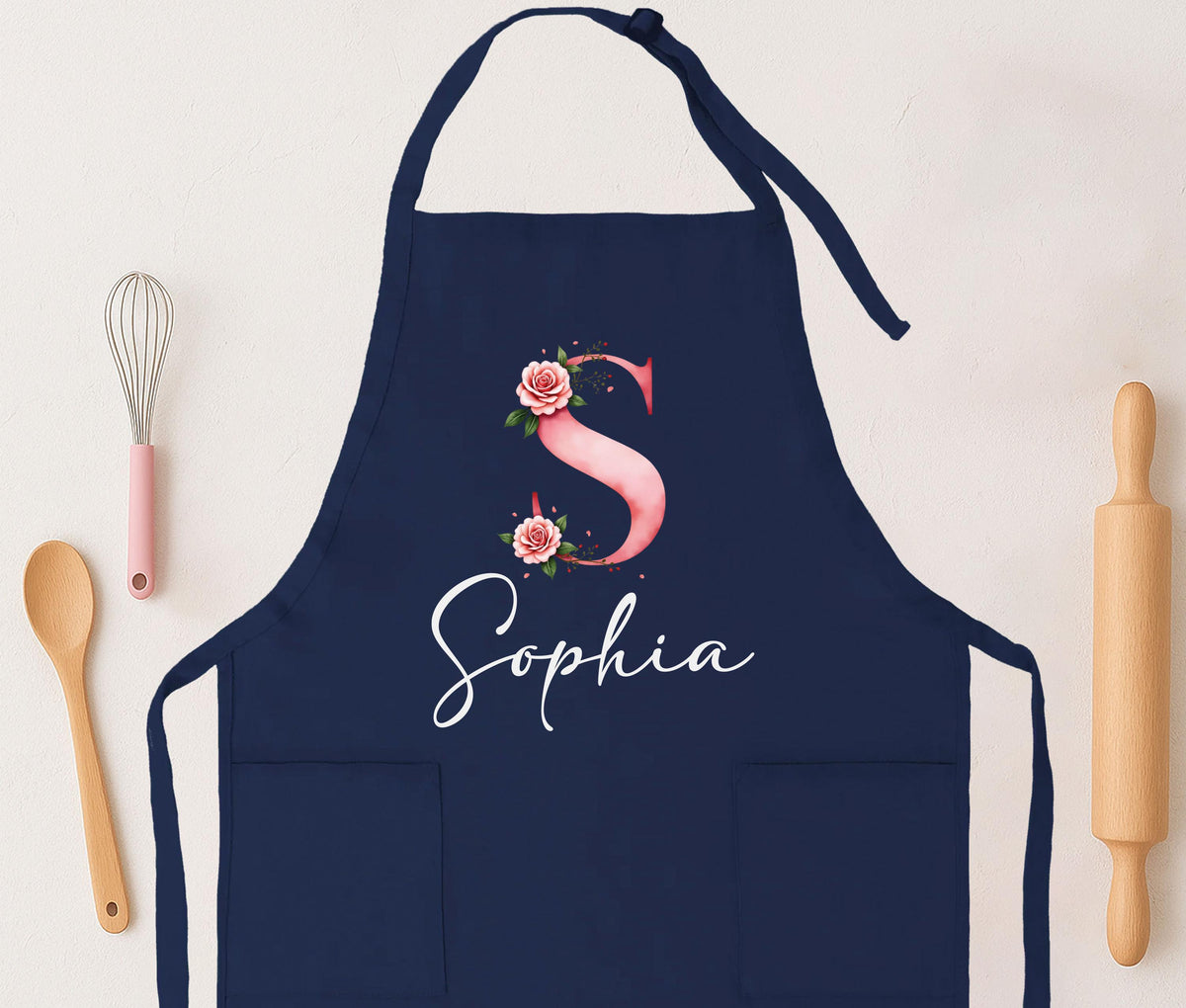 Personalized Floral Initial Apron