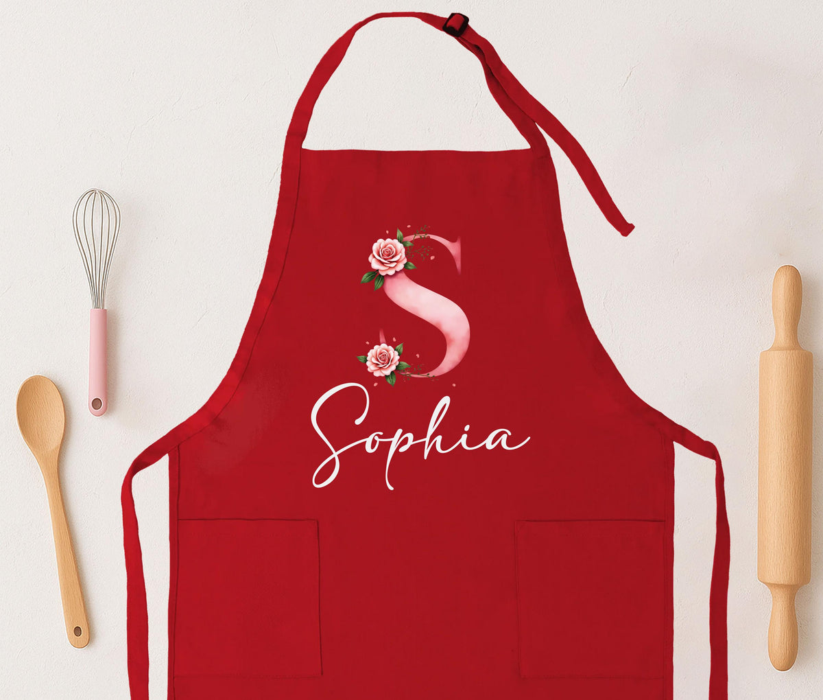 Personalized Floral Initial Apron