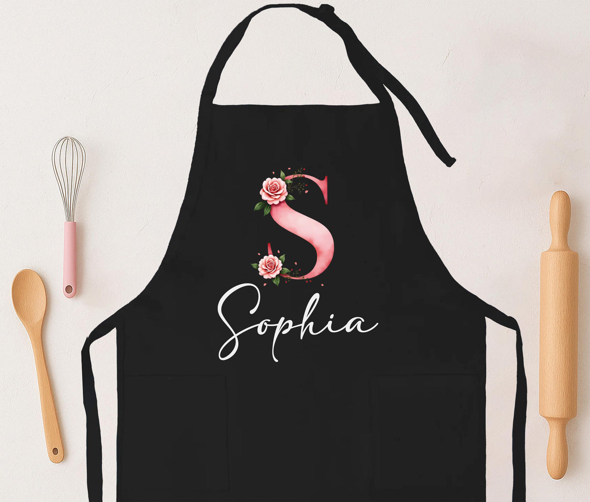 Personalized Floral Initial Apron