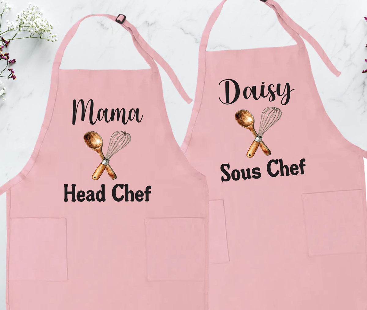 Custom Mama & Kids Apron, Family Matching Aprons, Personalized Head Chef Apron