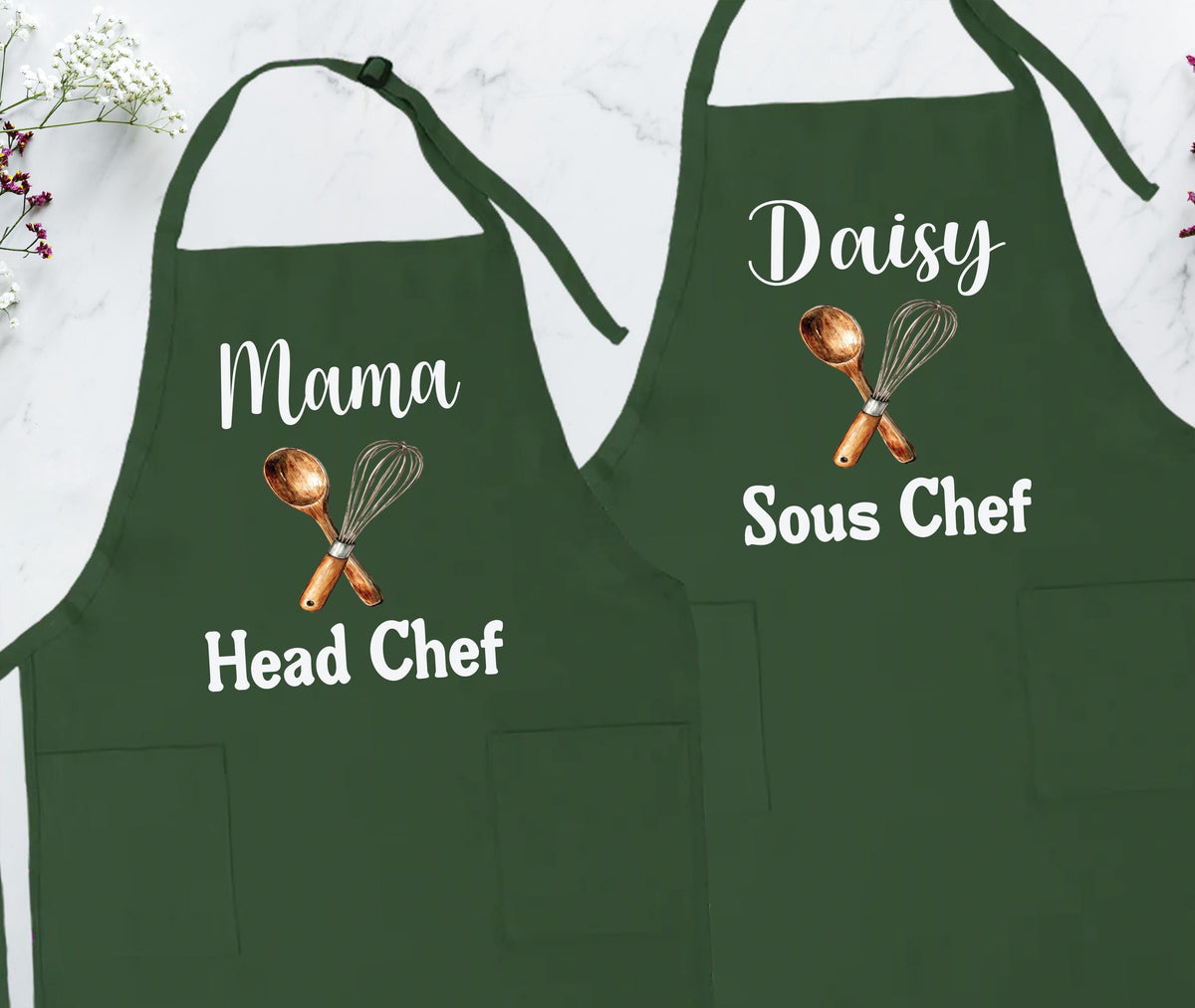 Custom Mama & Kids Apron, Family Matching Aprons, Personalized Head Chef Apron