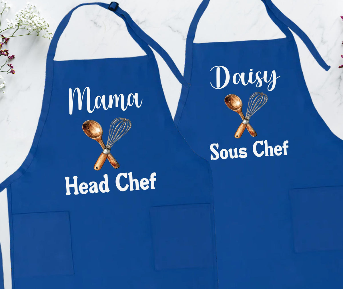 Custom Mama & Kids Apron, Family Matching Aprons, Personalized Head Chef Apron