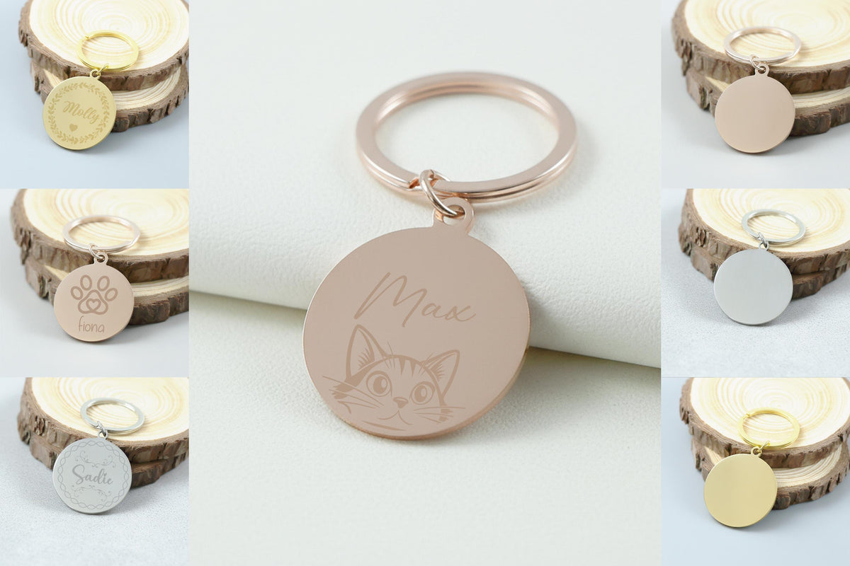 Personalized Engraved Pet ID Tag, Double Sided Round Dog Tag