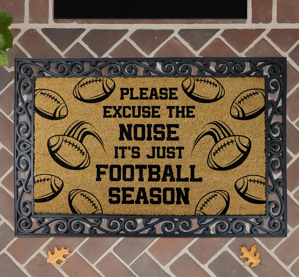 Please Excuse The Noise It's Just Football Season Doormat, Sports Fan Home Entrance Decor