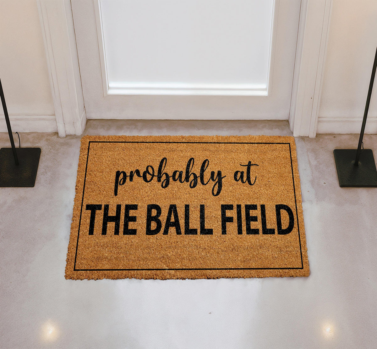 Probably At The Ball Field Doormat, Baseball Welcome Mat, Sports Fan Home Decor