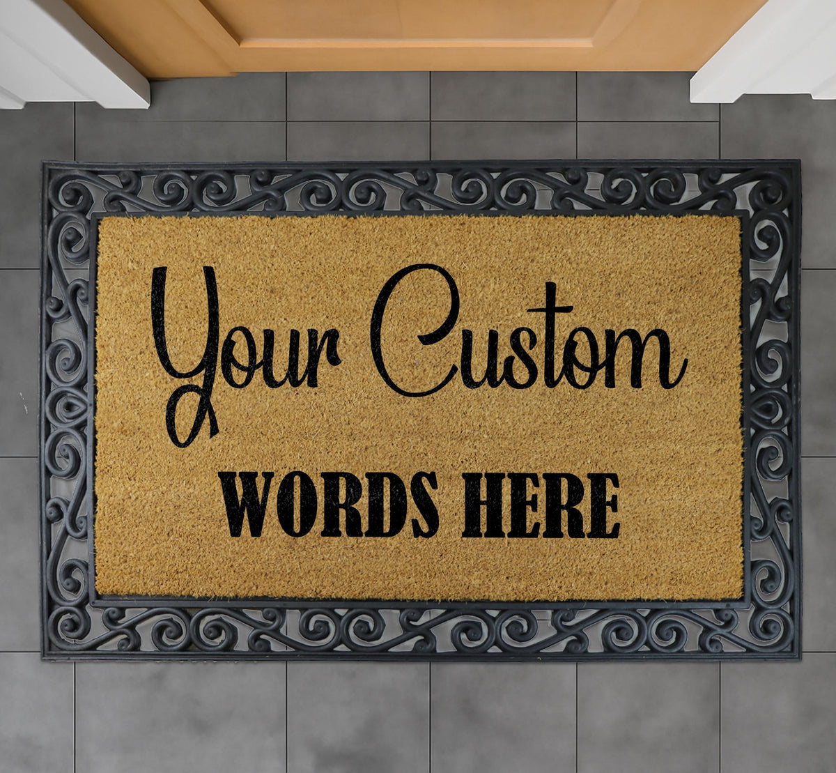 Personalized Coir Doormat, Custom Text Welcome Mat, Entryway Home Decor, Outdoor Porch Rug