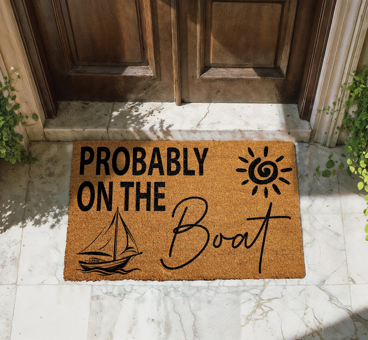 Probably On The Boat Doormat, Nautical Coir Mat, Boating Decor Door Mat
