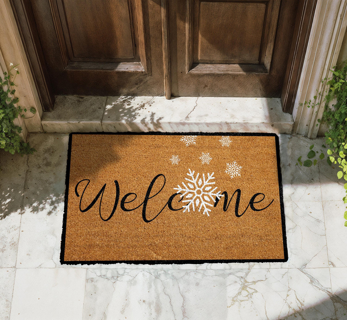 Welcome Snowflake Doormat, Winter Door Mat, Holiday Home Entrance Decor