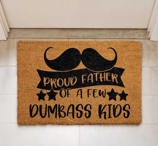 Proud Father Funny Coco Doormat, Humorous Dad Welcome Mat, Dad Joke Front Door Mat