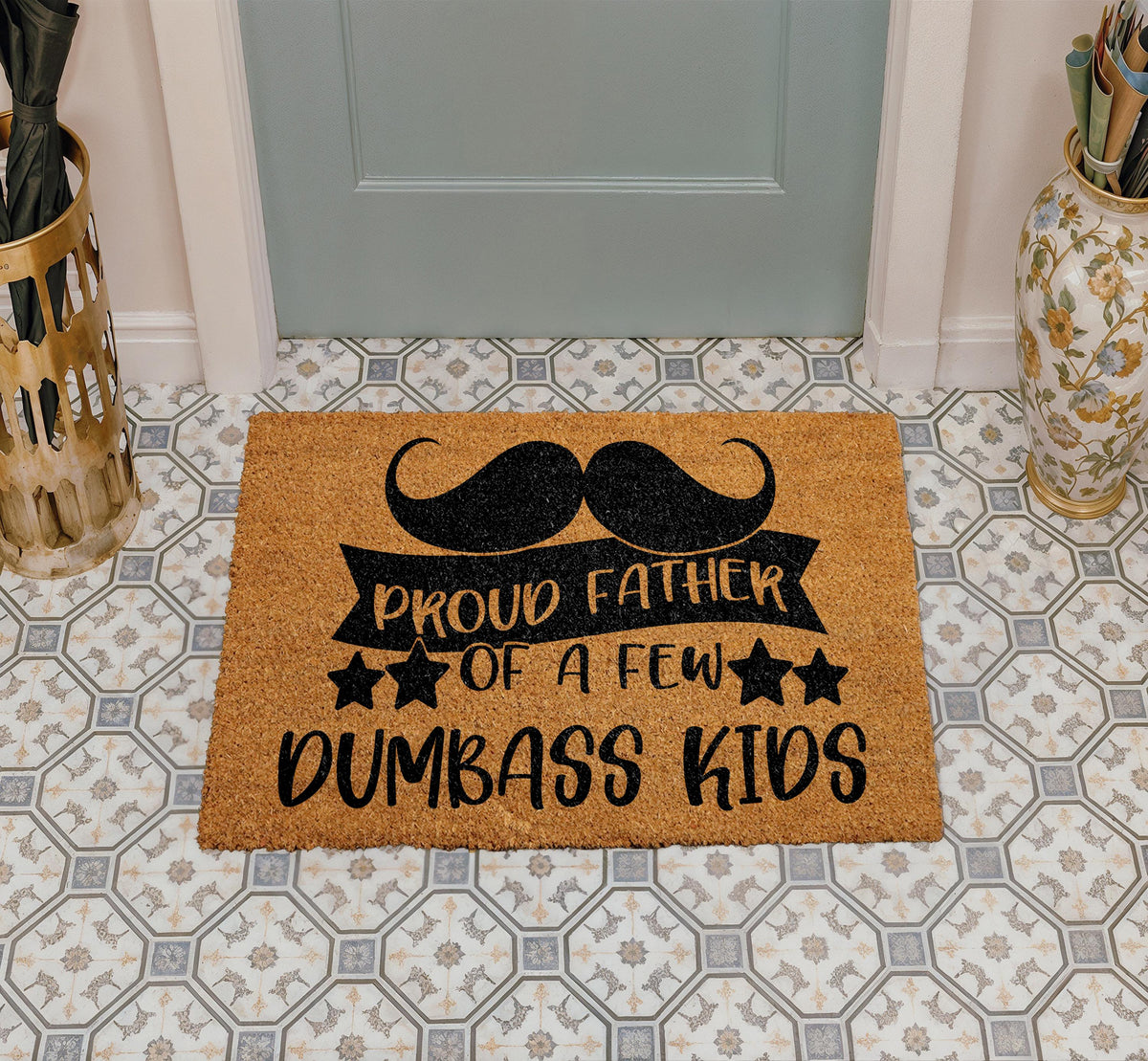 Proud Father Funny Coco Doormat, Humorous Dad Welcome Mat, Dad Joke Front Door Mat