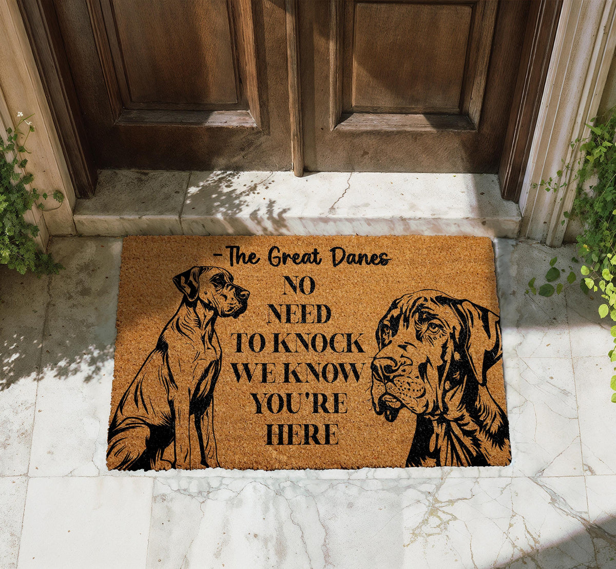 No Need to Knock Dog Doormat, Dog Lover Housewarming Gift, The Great Danes Welcome Mat