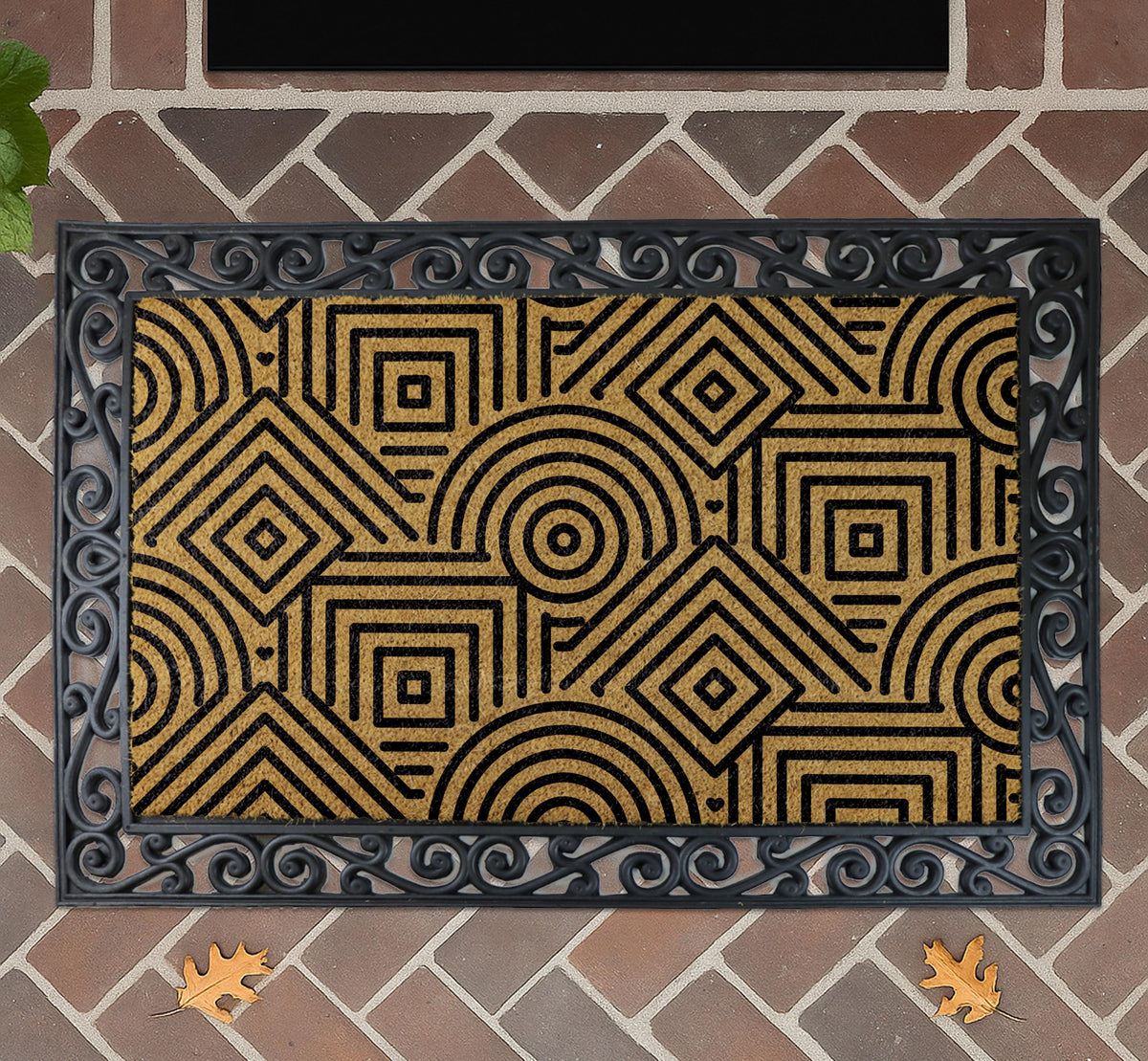 Modern Geometric Pattern Doormat, Minimalist Line Design Welcome Mat