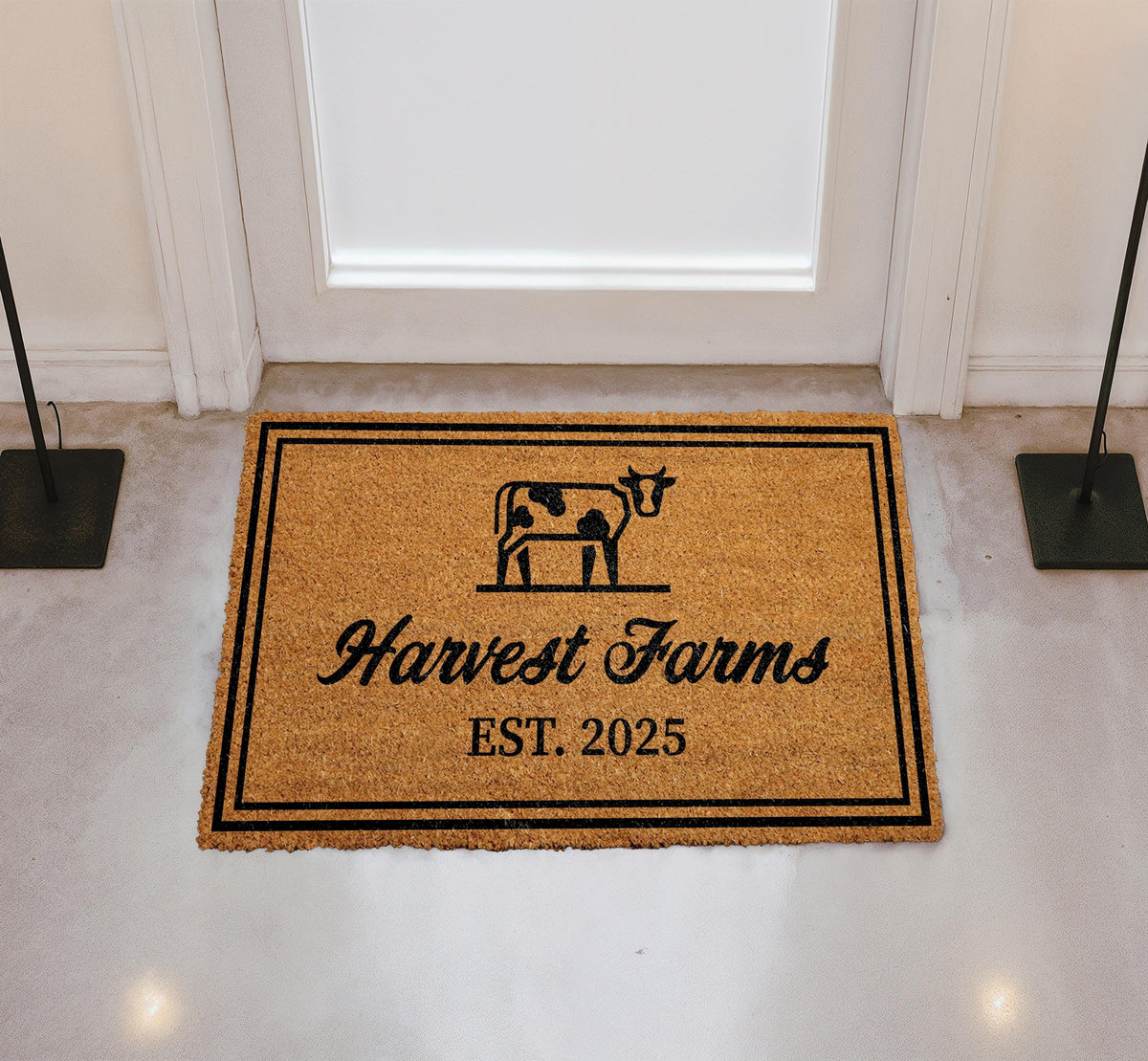 Custom Farmhouse Welcome Mat, Personalized Farm Name & Est. Year Welcome Mat