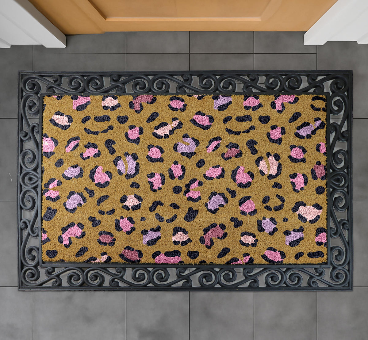 Leopard Print Doormat, Chic Leopard Pattern Door Mat, Outdoor Safari Style Welcome Mat