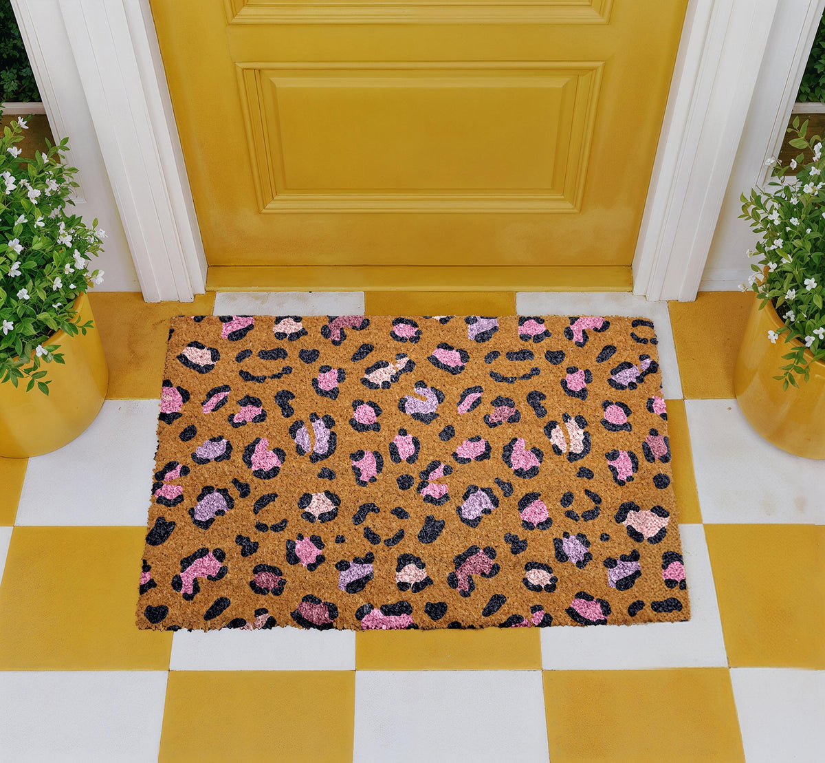 Leopard Print Doormat, Chic Leopard Pattern Door Mat, Outdoor Safari Style Welcome Mat