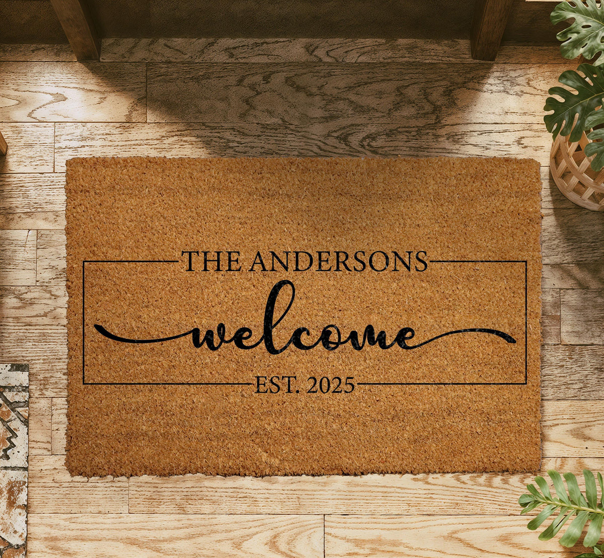 Personalized Family Name Welcome Doormat, Custom Last Name & Est Date Door Mat