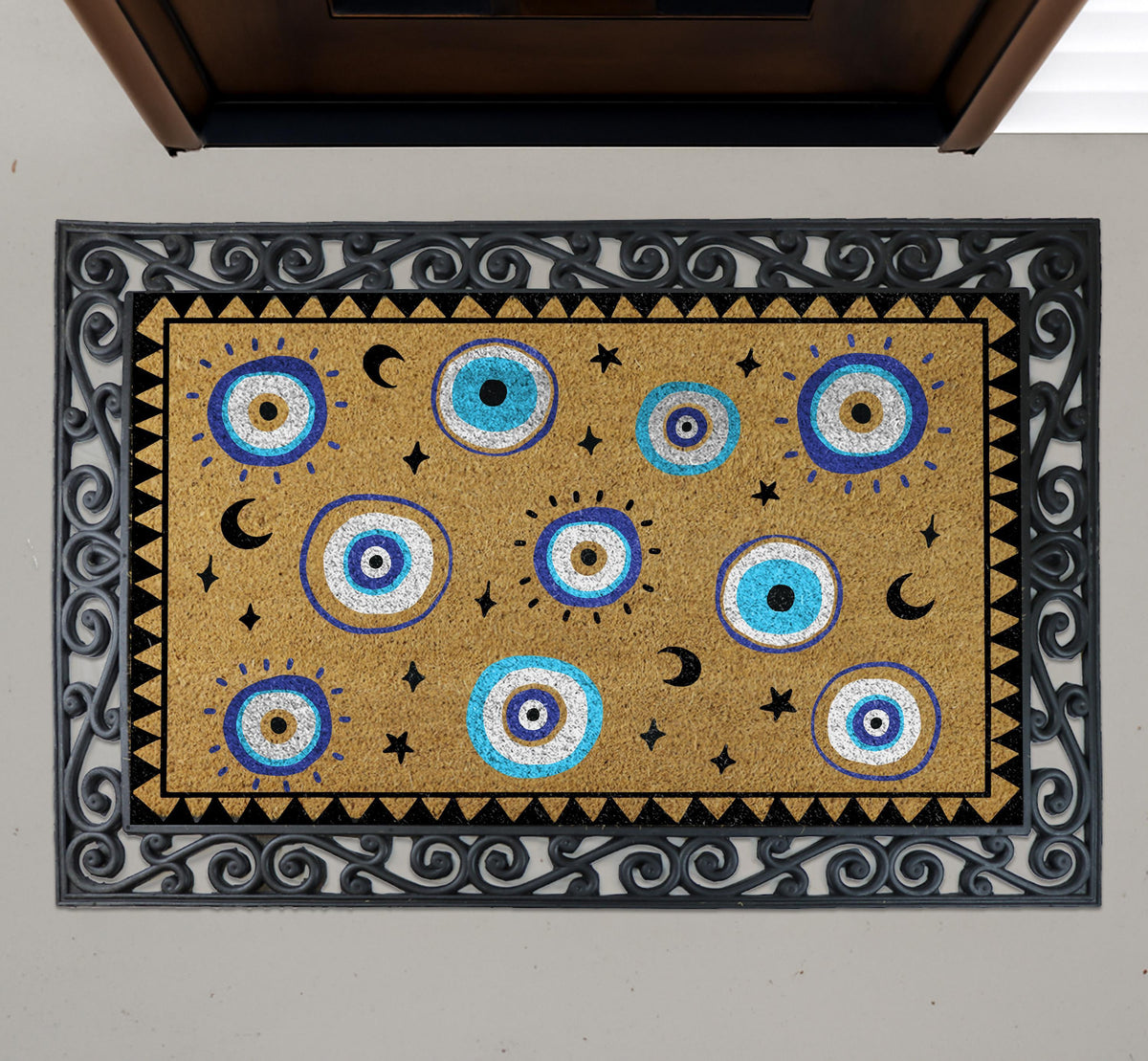 Celestial Evil Eye Doormat, Spiritual Front Door Welcome Mat, Mystical Housewarming Gift