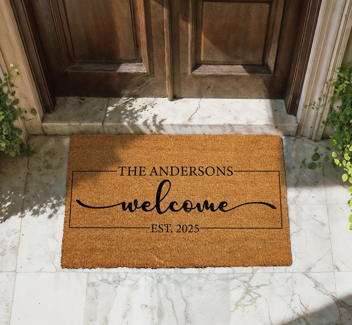 Personalized Family Name Welcome Doormat, Custom Last Name & Est Date Door Mat