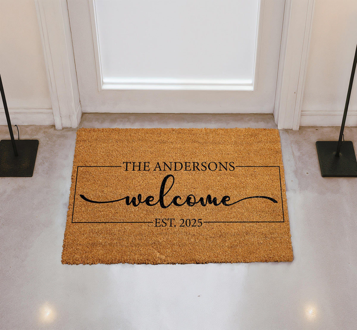 Personalized Family Name Welcome Doormat, Custom Last Name & Est Date Door Mat
