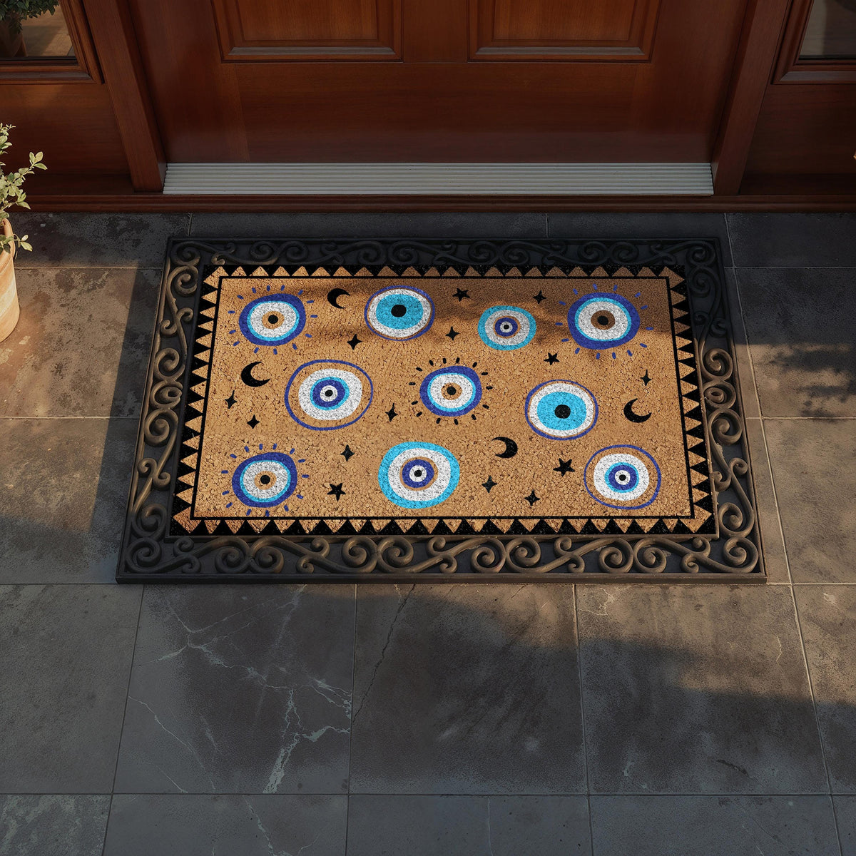 Celestial Evil Eye Doormat, Spiritual Front Door Welcome Mat, Mystical Housewarming Gift