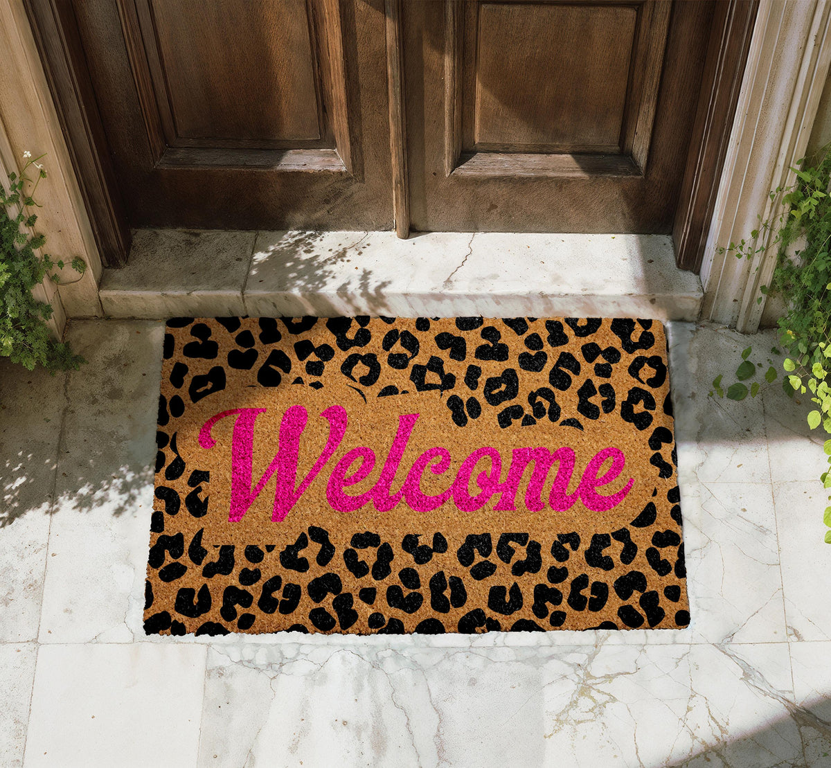 Leopard Print Doormat, Animal Theme Door Mat, Pink Welcome Mat, Wild Doormat