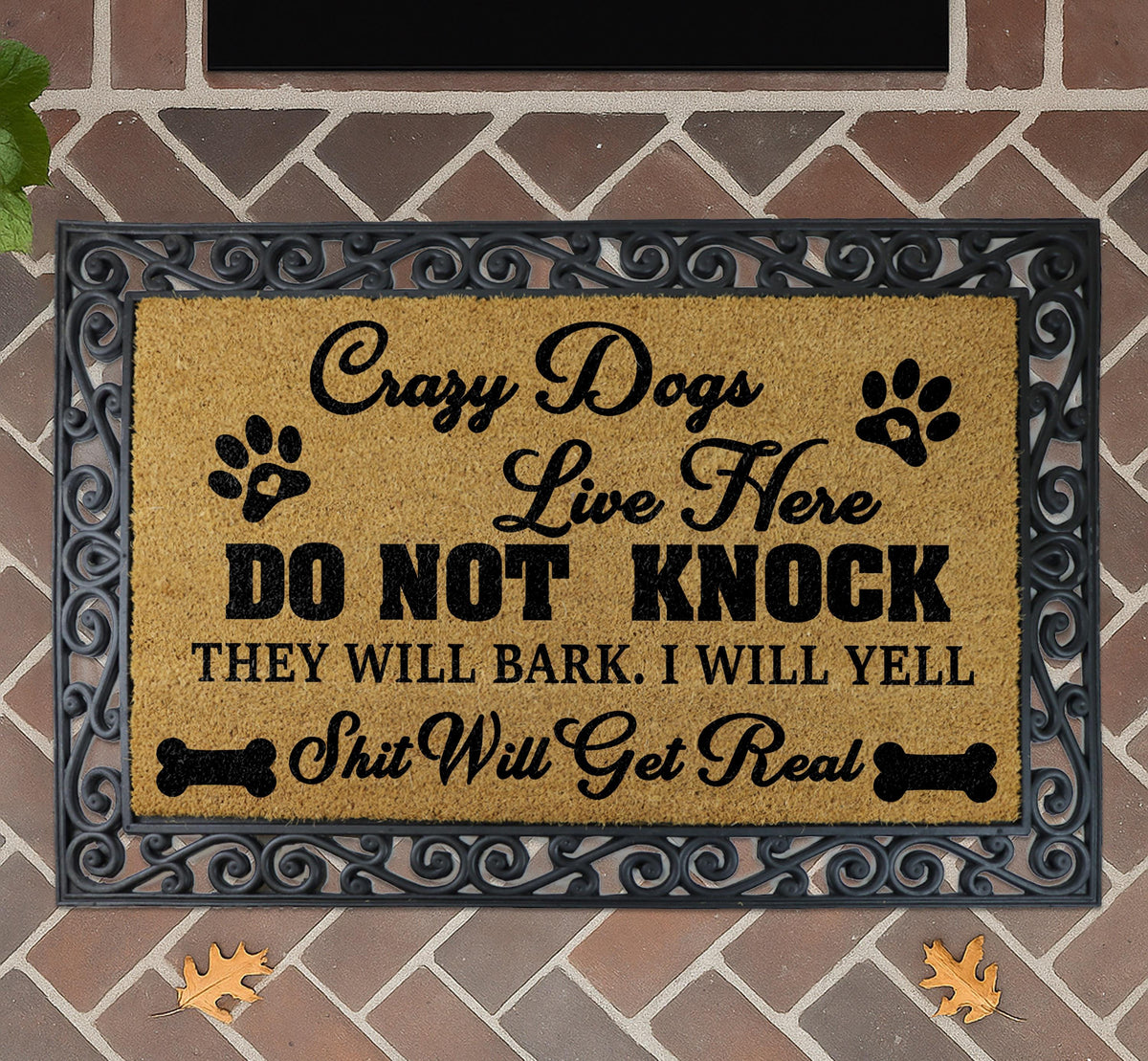 Crazy Dogs Live Here Do Not Knock Doormat, Dog Lover Gift, Rude Pet Welcome Mat
