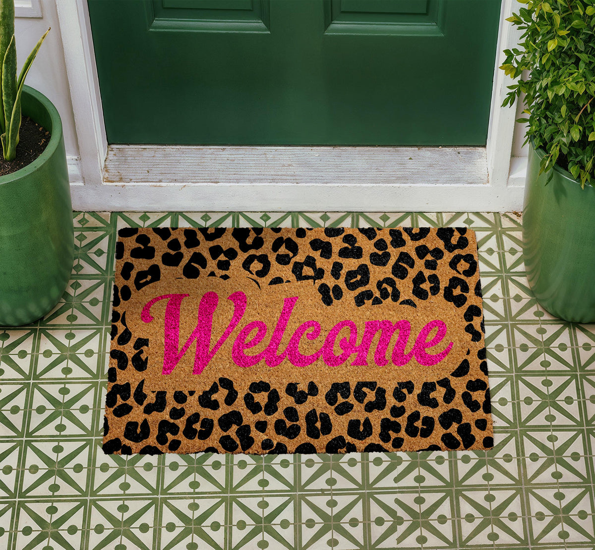 Leopard Print Doormat, Animal Theme Door Mat, Pink Welcome Mat, Wild Doormat