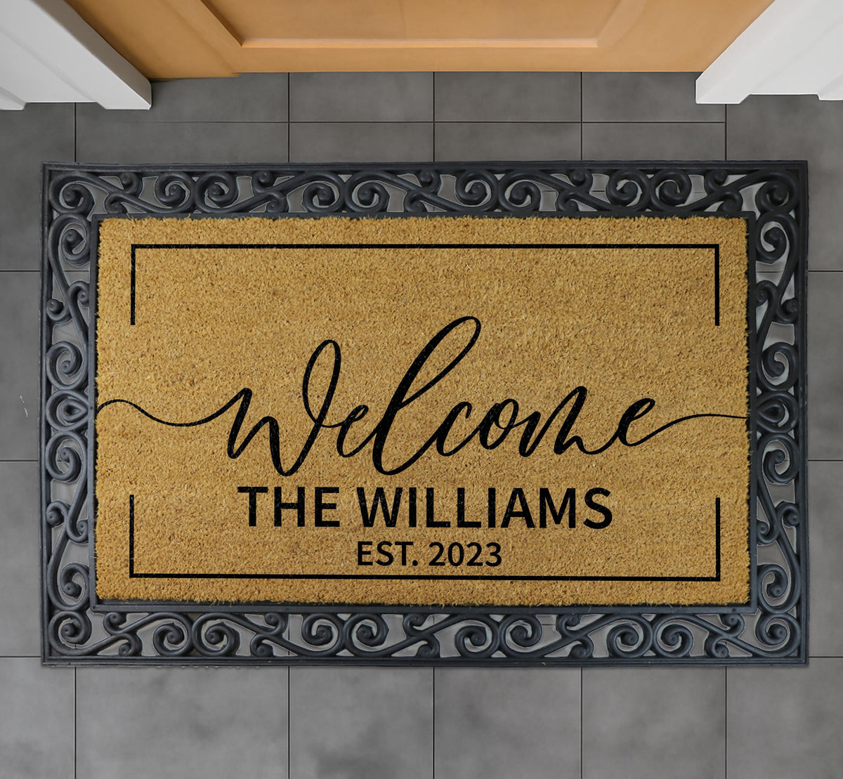 Personalized Welcome Doormat, Custom Last Name Door Mat
