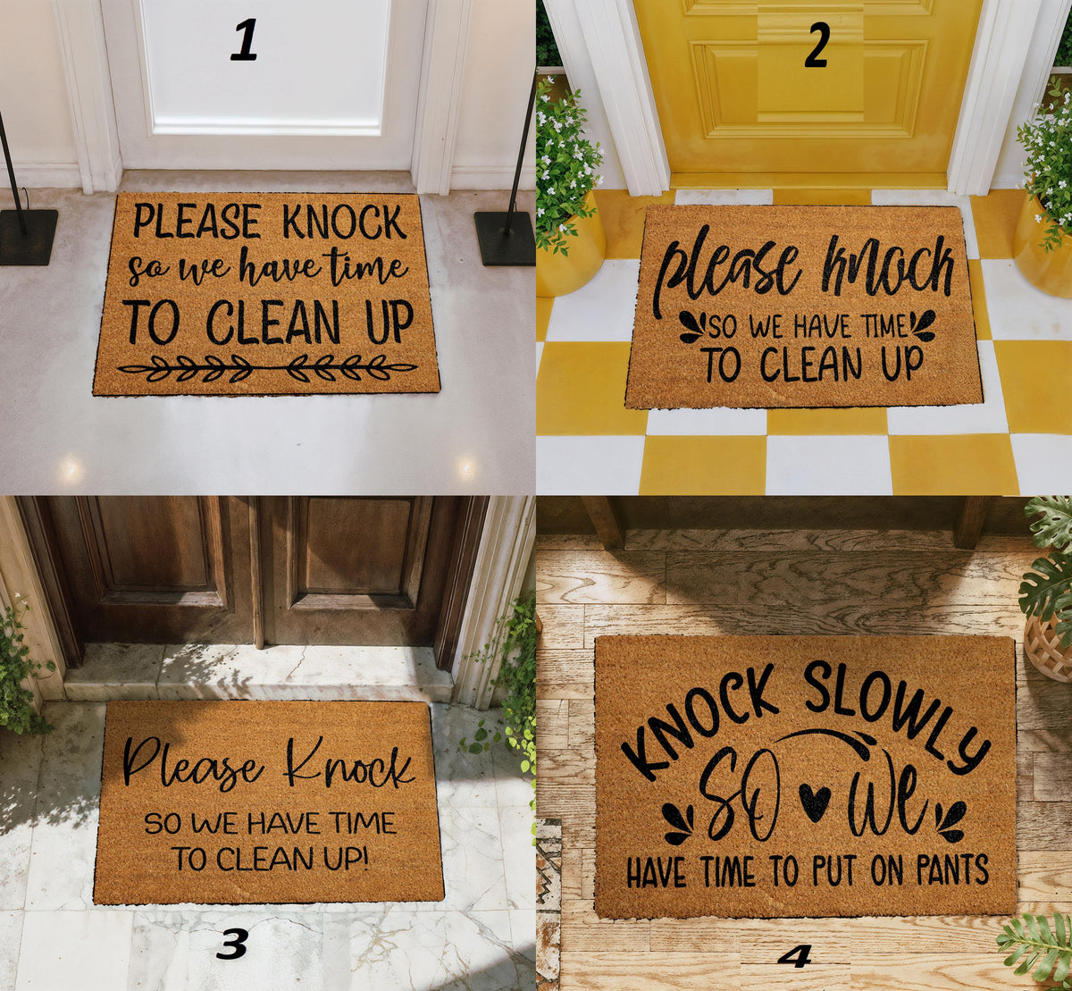 Knock Slowly So We Have Time To Clean Up Doormat, Funny Welcome Mat, Humorous Entryway Rug