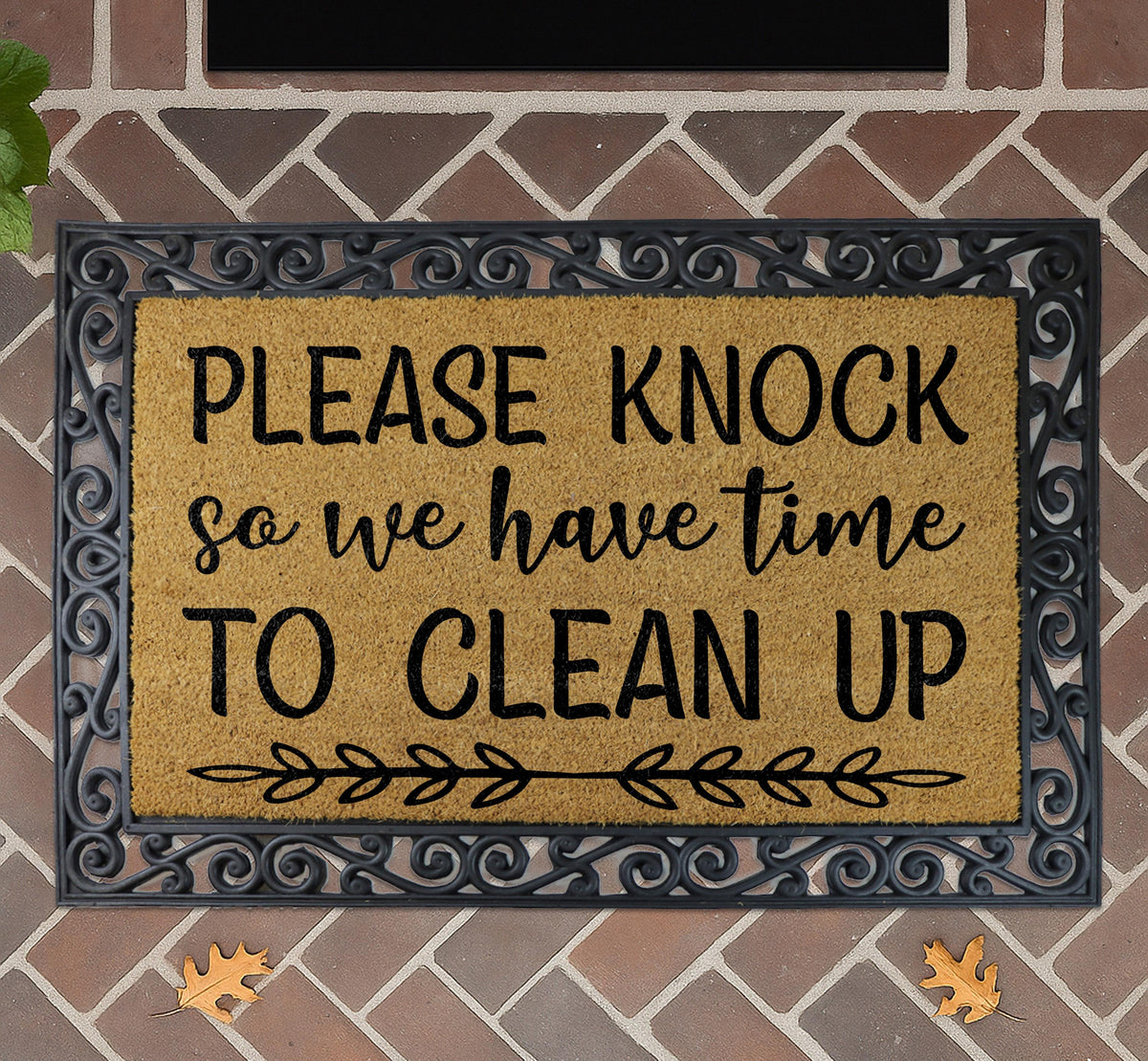 Knock Slowly So We Have Time To Clean Up Doormat, Funny Welcome Mat, Humorous Entryway Rug