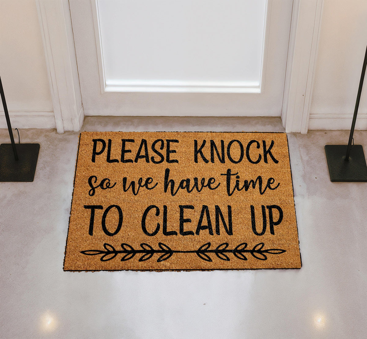 Knock Slowly So We Have Time To Clean Up Doormat, Funny Welcome Mat, Humorous Entryway Rug