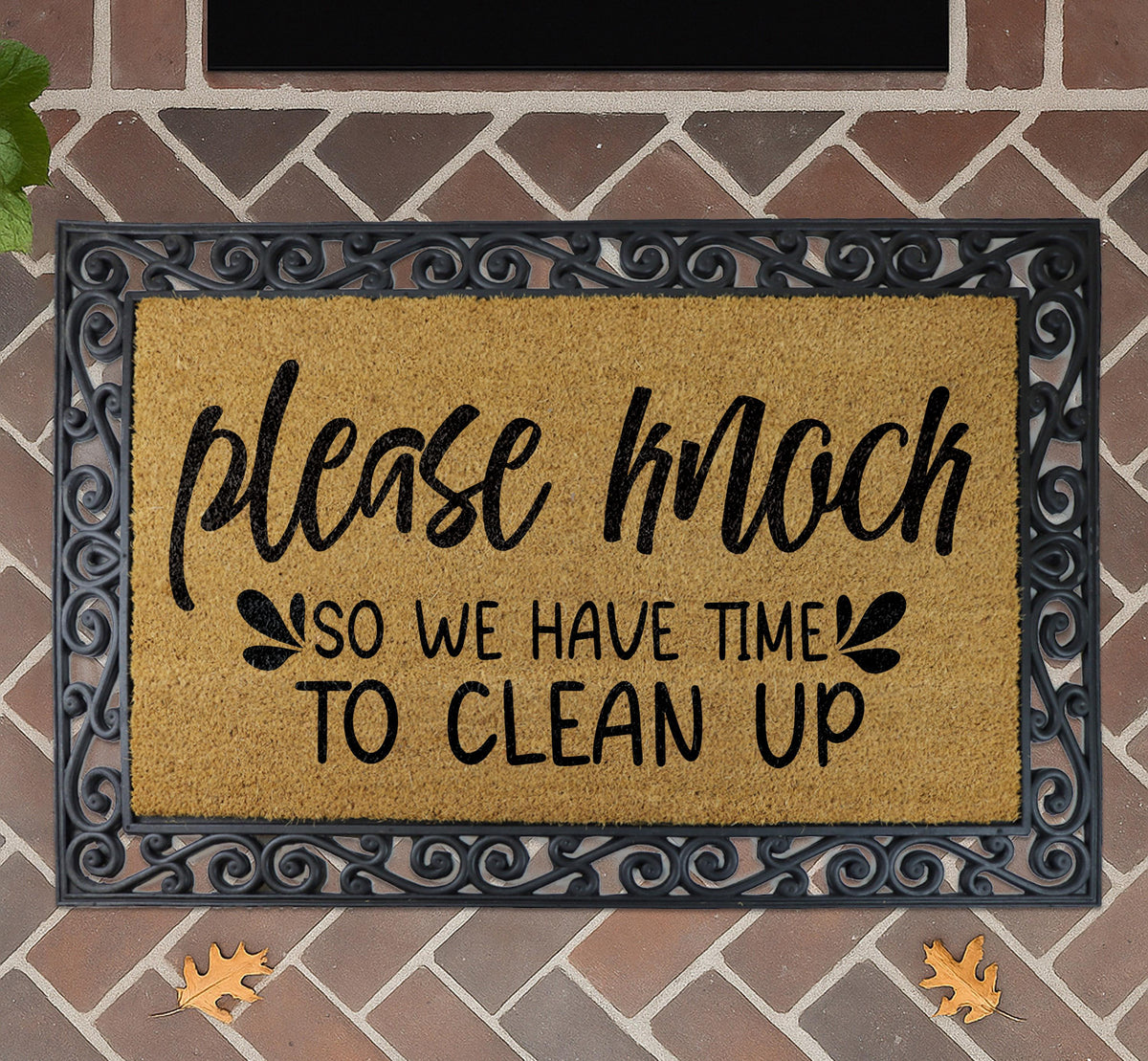 Knock Slowly So We Have Time To Clean Up Doormat, Funny Welcome Mat, Humorous Entryway Rug