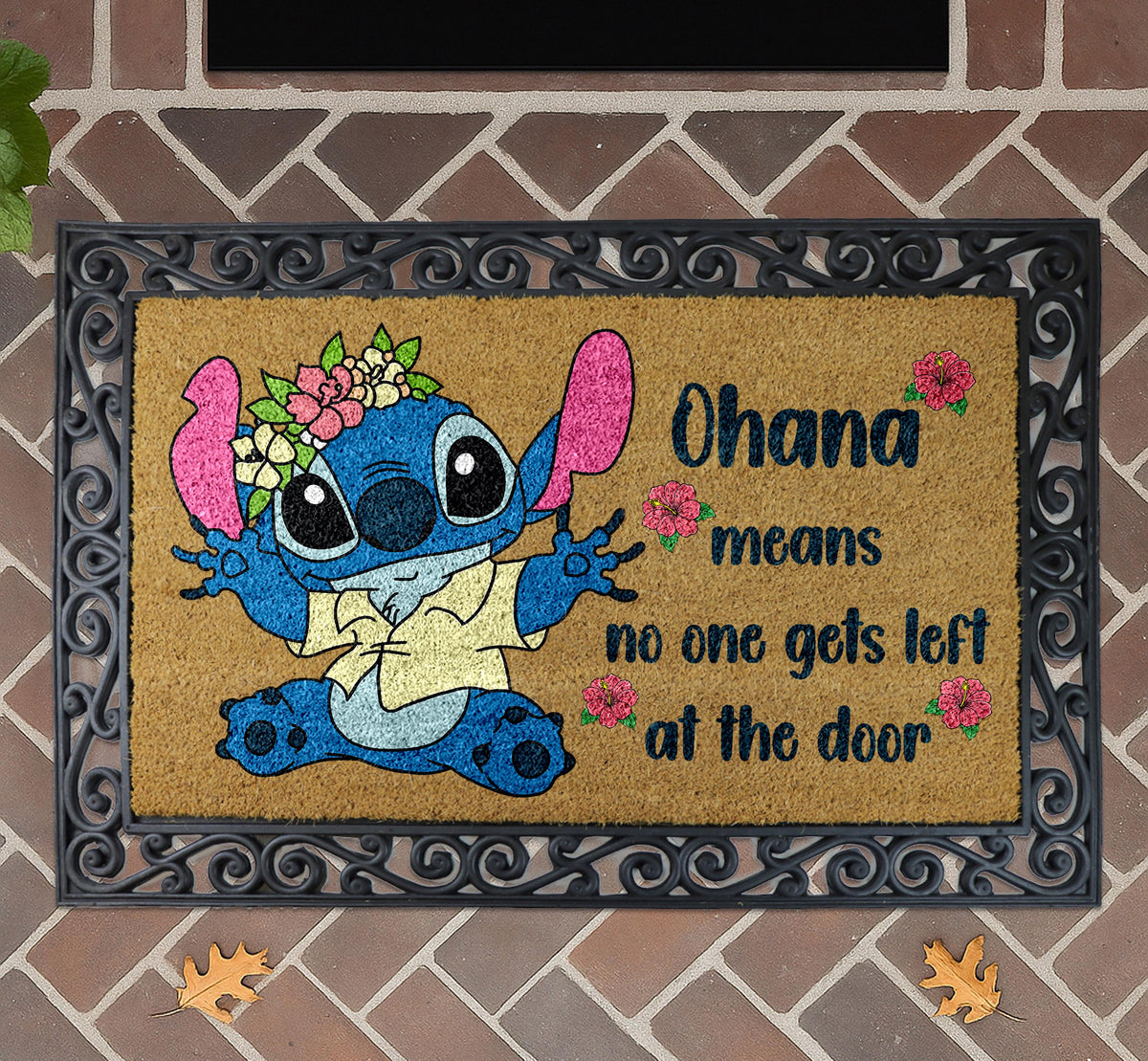 Ohana Means Family Doormat, Hawaiian Quote Welcome Mat, Cute Entry Rug, Coir Door Mat
